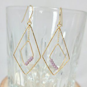 NEW 18K Gold Sterling Silver Wire Gem Earrings